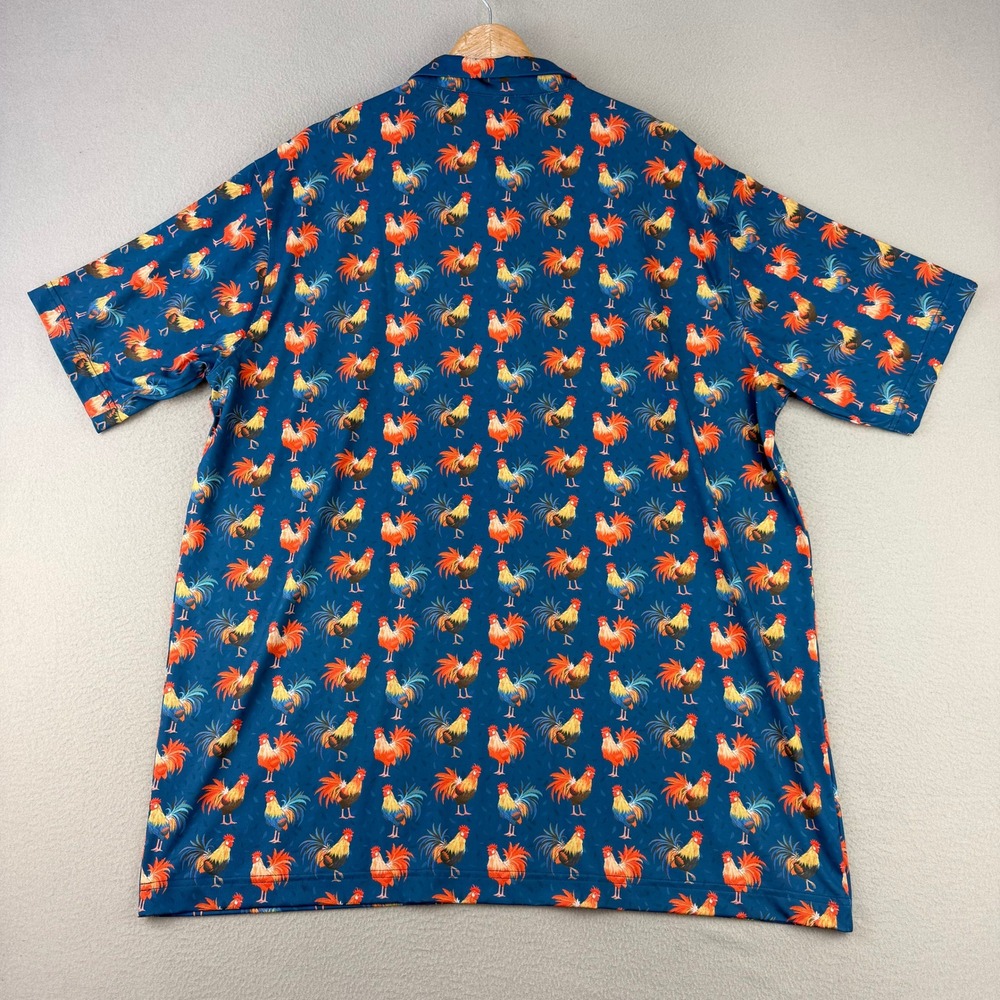Waggle Maui Golf Polo Shirt Mens‎ 2XL Blue Rooster Print Performance - Picture 5 of 10